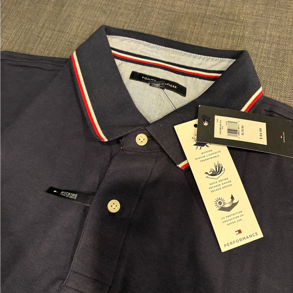 Tommy Hilfiger dark blue wicking polo - Picture 4 of 7